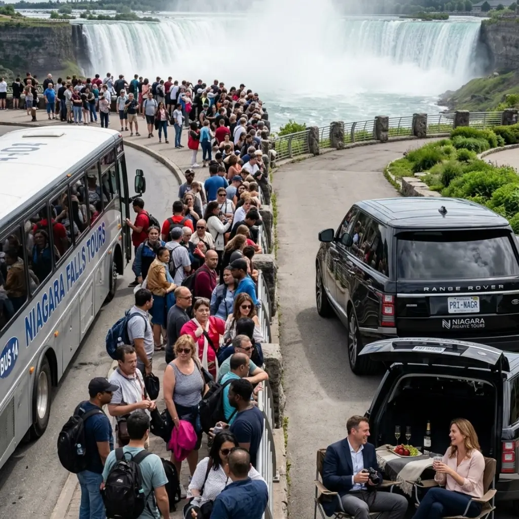 Private Niagara Falls Tour from Toronto vs bus tour showing luxury SUV comfort and privacy